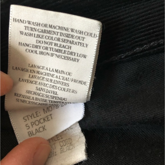 Vince The 5 Pocket Black Corduroy Zipper Cotton Straight Leg Pants Men’s Size 34 - Picture 11 of 16